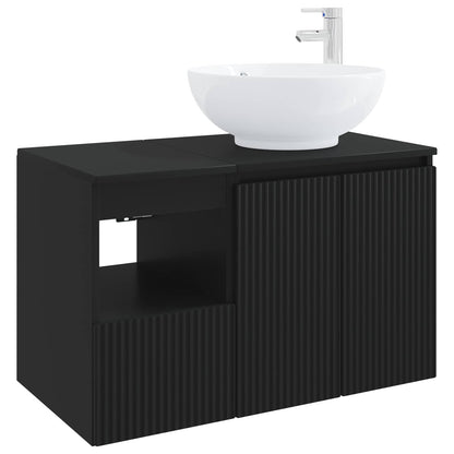 Bathroom Furniture Set 2 pcs Black Engineered Wood