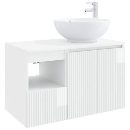 Bathroom Furniture Set 2 pcs High Gloss White Engineered Wood
