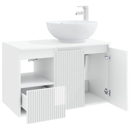 Bathroom Furniture Set 2 pcs High Gloss White Engineered Wood