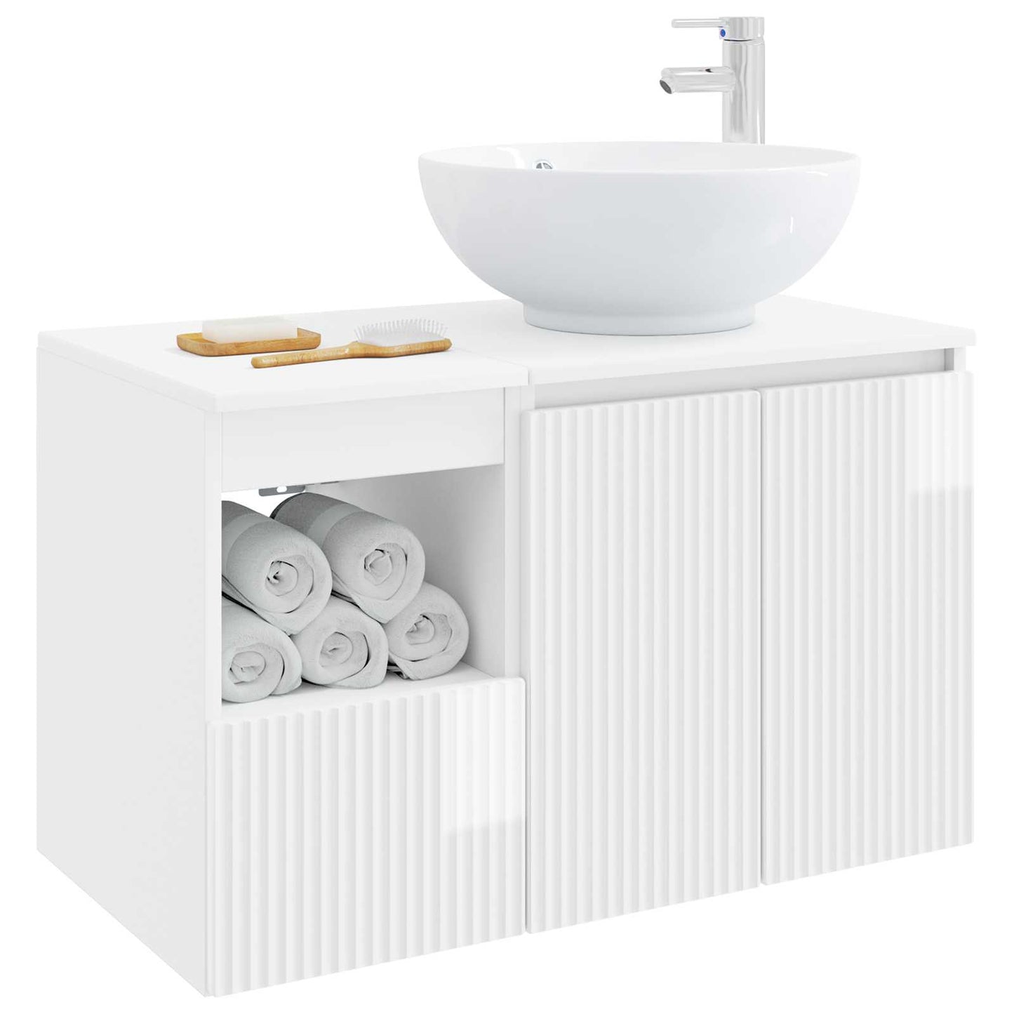 Bathroom Furniture Set 2 pcs High Gloss White Engineered Wood