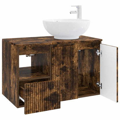 Bathroom Furniture Set 2 pcs Smoked Oak Engineered Wood