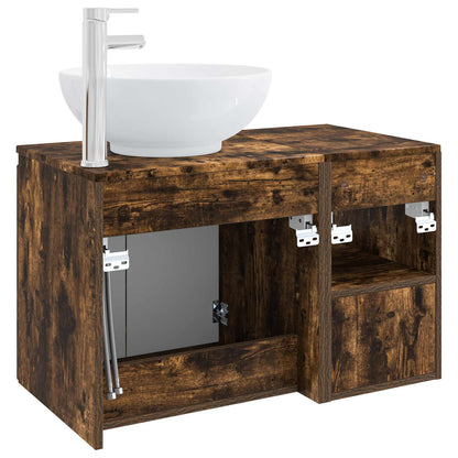 Bathroom Furniture Set 2 pcs Smoked Oak Engineered Wood