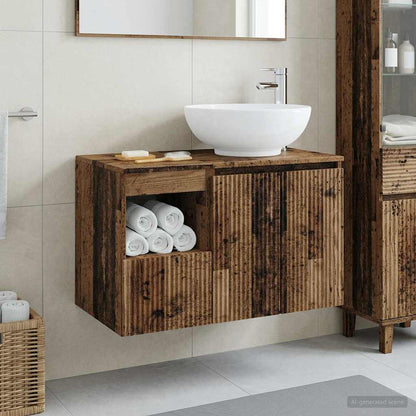Bathroom Furniture Set 2 pcs Old Wood Engineered Wood