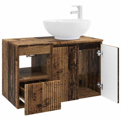 Bathroom Furniture Set 2 pcs Old Wood Engineered Wood