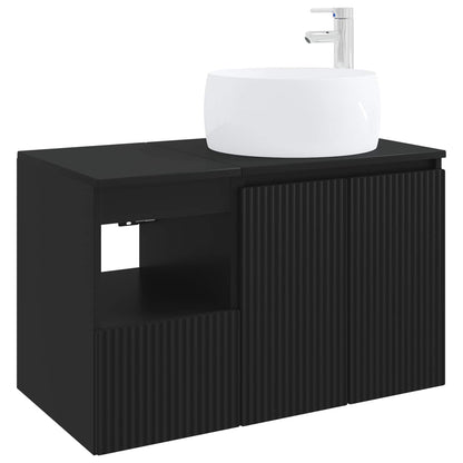 Bathroom Furniture Set 2 pcs Black Engineered Wood