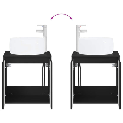 Bathroom Furniture Set 2 pcs Black Engineered Wood