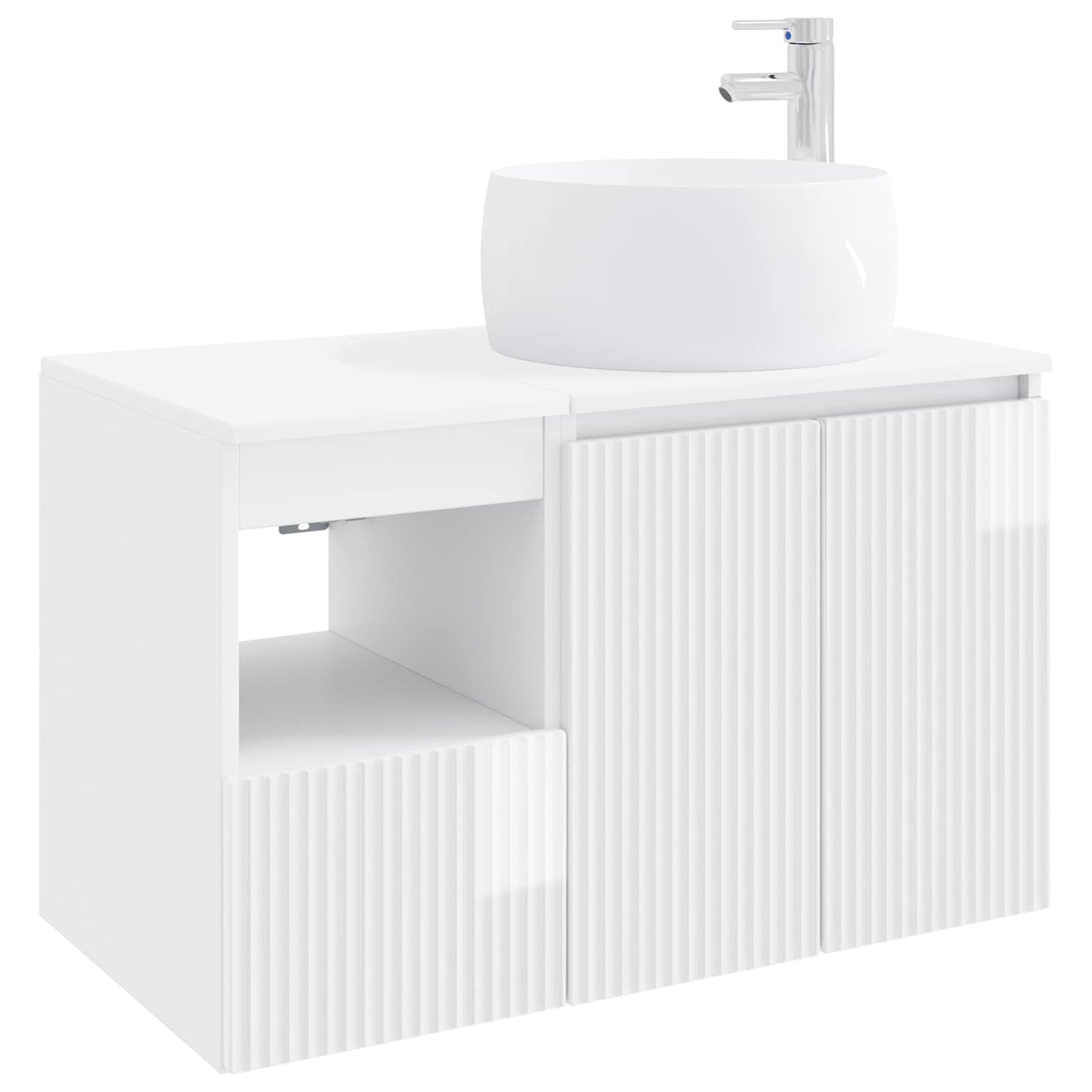 Bathroom Furniture Set 2 pcs High Gloss White Engineered Wood