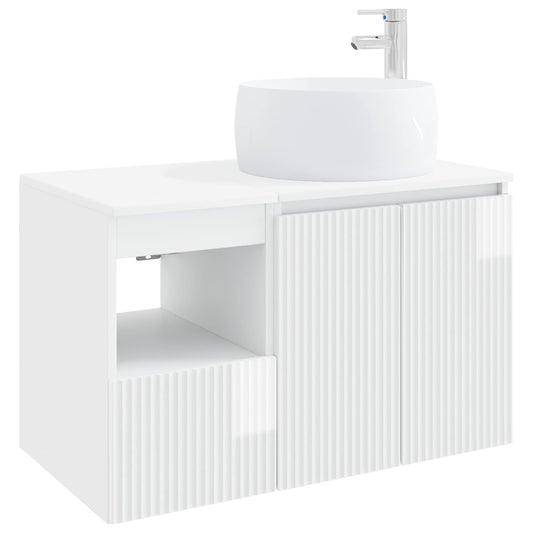 Bathroom Furniture Set 2 pcs High Gloss White Engineered Wood