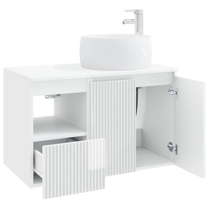 Bathroom Furniture Set 2 pcs High Gloss White Engineered Wood