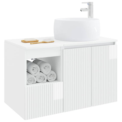 Bathroom Furniture Set 2 pcs High Gloss White Engineered Wood