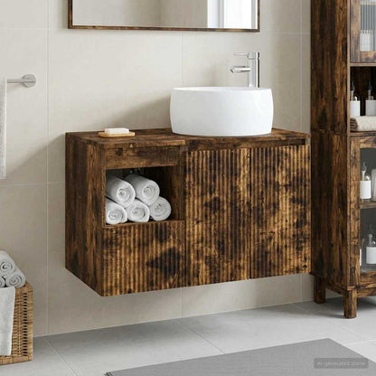 Bathroom Furniture Set 2 pcs Smoked Oak Engineered Wood