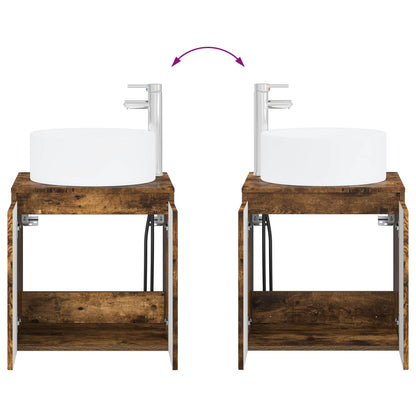 Bathroom Furniture Set 2 pcs Smoked Oak Engineered Wood