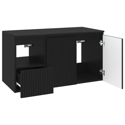 Bathroom Furniture Set 2 pcs Black Engineered Wood