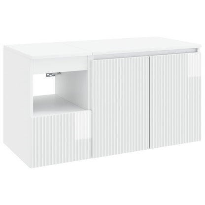 Bathroom Furniture Set 2 pcs High Gloss White Engineered Wood