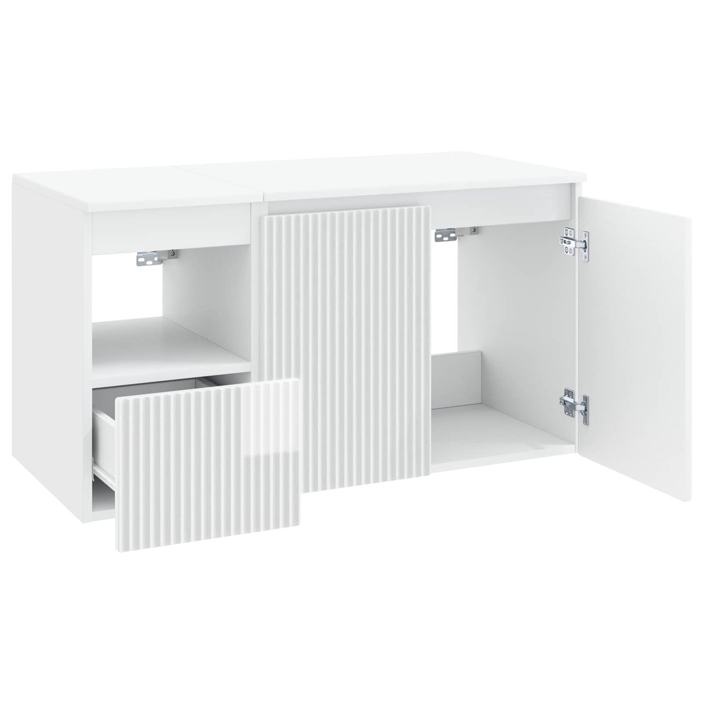 Bathroom Furniture Set 2 pcs High Gloss White Engineered Wood