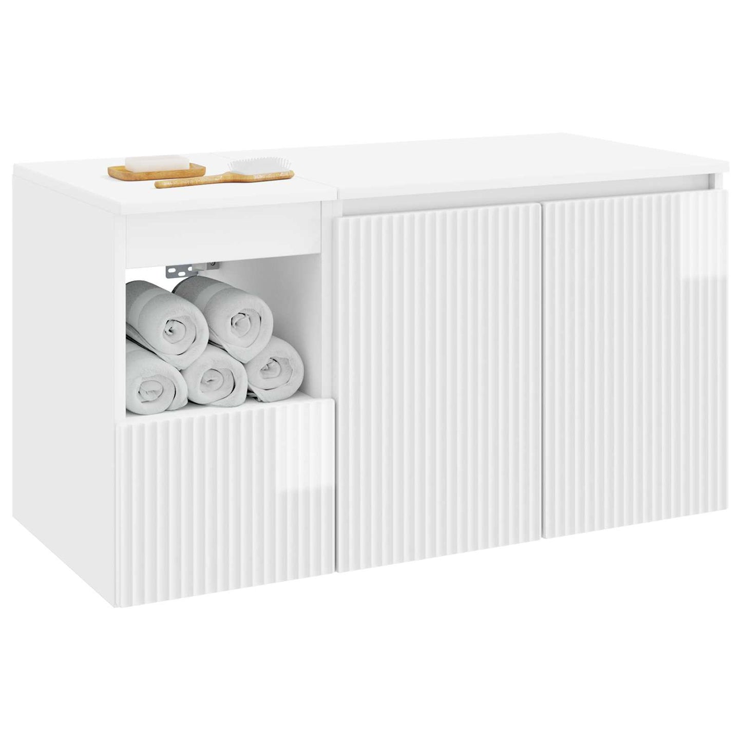 Bathroom Furniture Set 2 pcs High Gloss White Engineered Wood