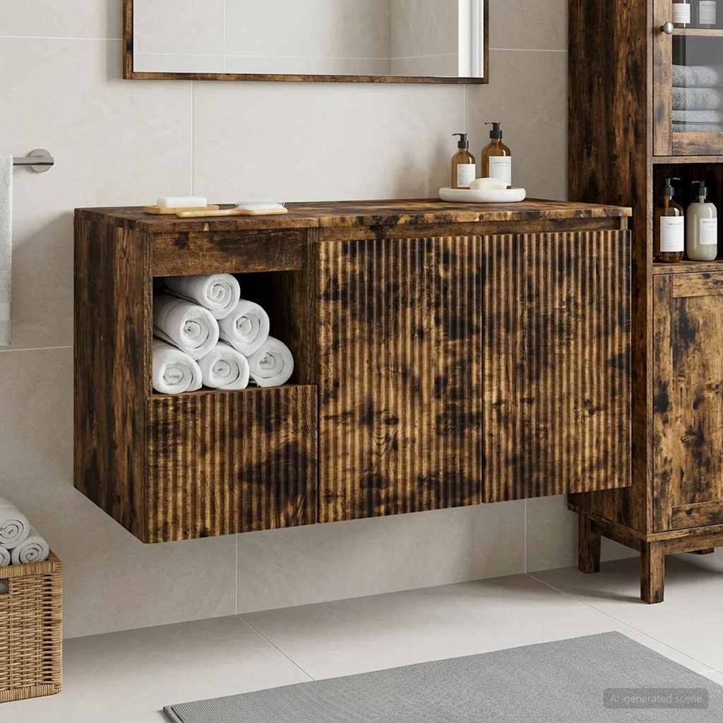 Bathroom Furniture Set 2 pcs Smoked Oak Engineered Wood