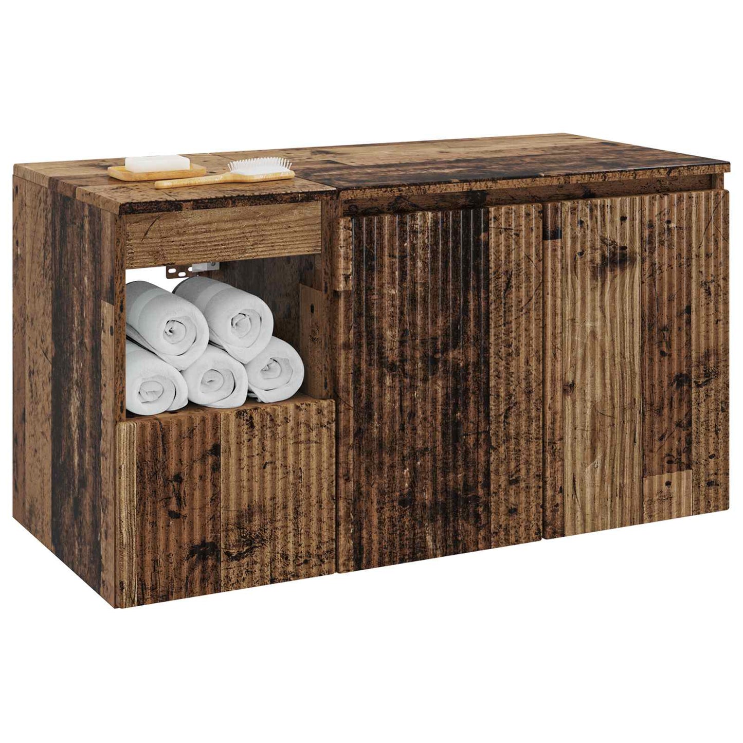 Bathroom Furniture Set 2 pcs Old Wood Engineered Wood