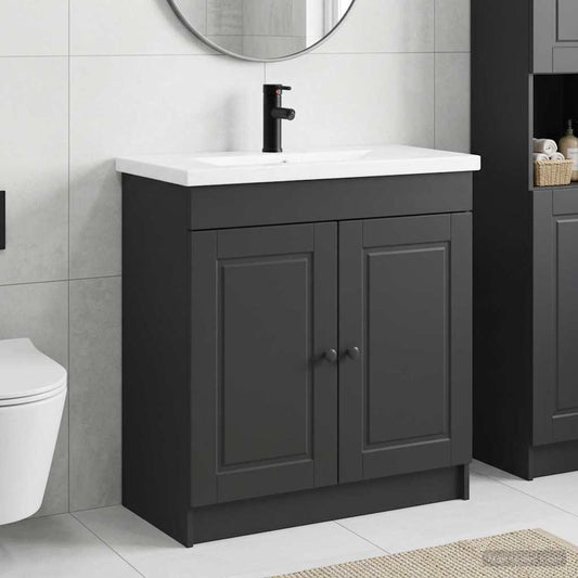 Bathroom Furniture Set Black 56 x 37.5 x 81 cm Engineered Wood