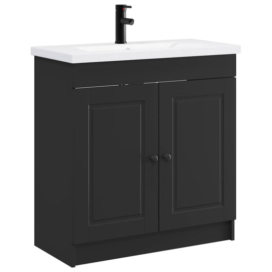 Bathroom Furniture Set Black 56 x 37.5 x 81 cm Engineered Wood