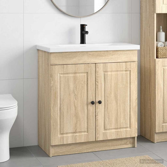 Bathroom Furniture Set Sonoma Oak 56 x 37.5 x 81 cm