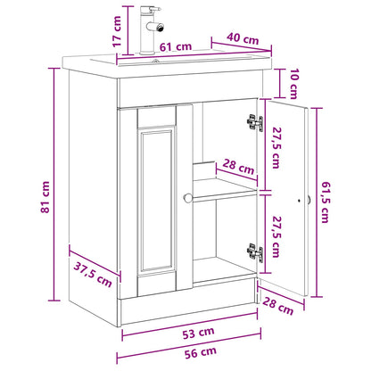 Bathroom Furniture Set Sonoma Oak 56 x 37.5 x 81 cm