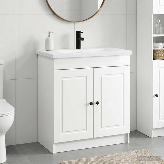 Bathroom Furniture Set High Gloss White 56 x 37.5 x 81 cm