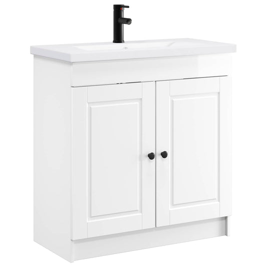 Bathroom Furniture Set High Gloss White 56 x 37.5 x 81 cm