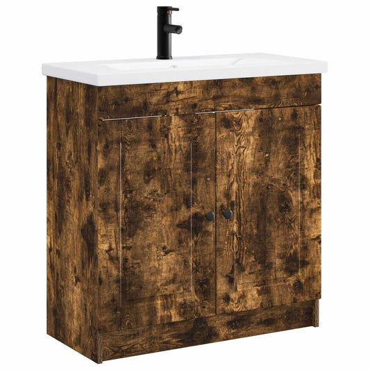 Bathroom Furniture Set Smoked Oak 56 x 37.5 x 81 cm