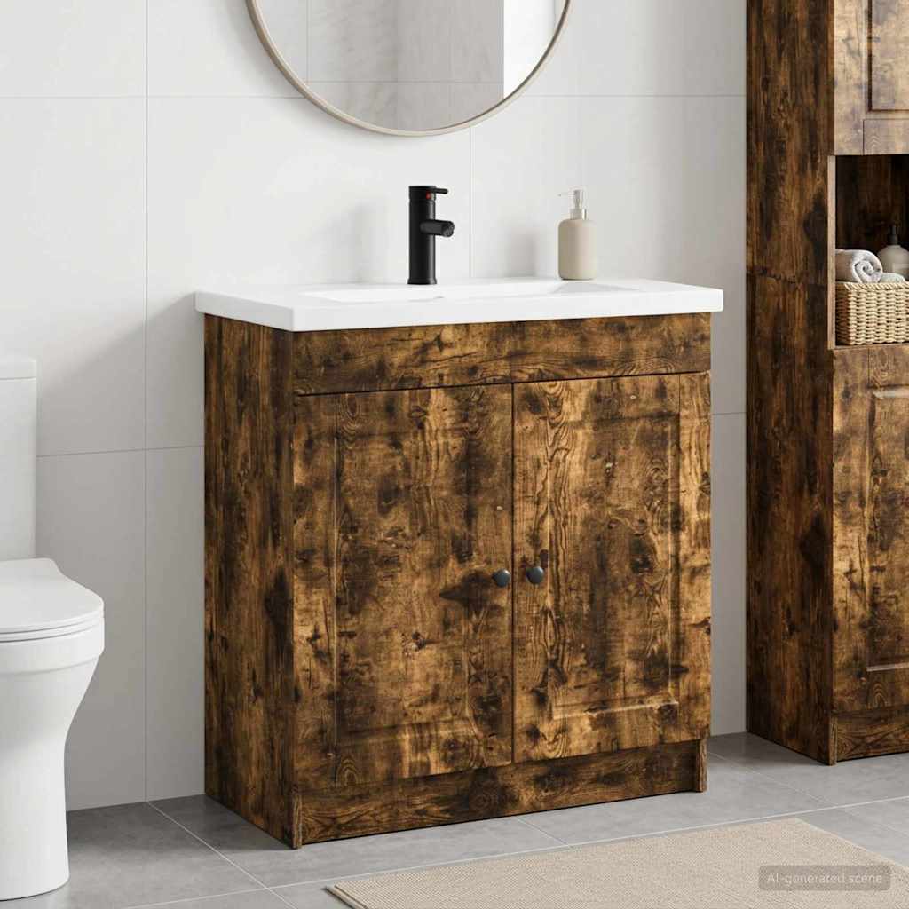 Bathroom Furniture Set Smoked Oak 78.5 x 37.5 x 81 cm