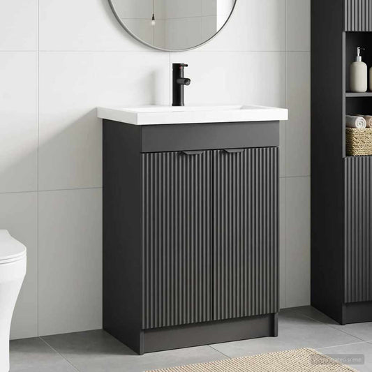 Bathroom Furniture Set Black 56 x 37.5 x 81 cm Engineered Wood