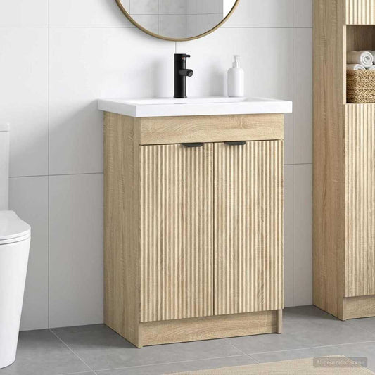 Bathroom Furniture Set Sonoma Oak 56 x 37.5 x 81 cm