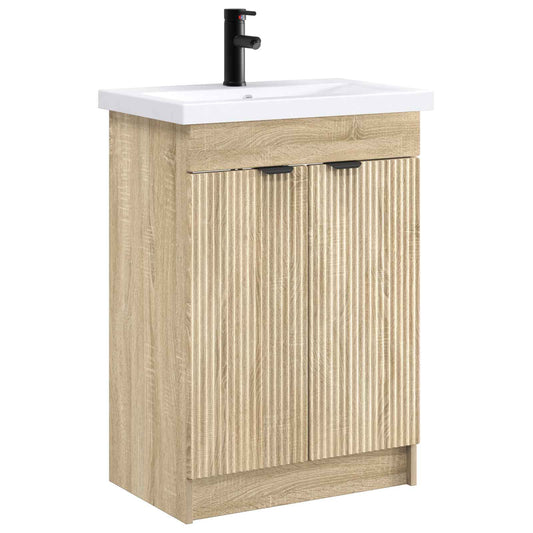 Bathroom Furniture Set Sonoma Oak 56 x 37.5 x 81 cm