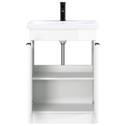 Bathroom Furniture Set High Gloss White 56 x 37.5 x 81 cm