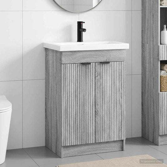 Bathroom Furniture Set Grey Sonoma 56 x 37.5 x 81 cm