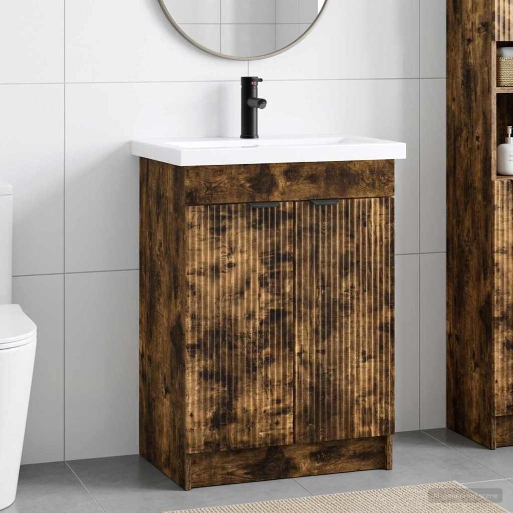 Bathroom Furniture Set Smoked Oak 78.5 x 37.5 x 81 cm