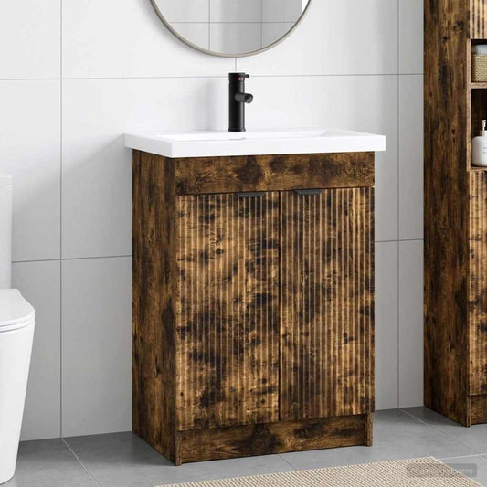 Bathroom Furniture Set Smoked Oak 78.5 x 37.5 x 81 cm