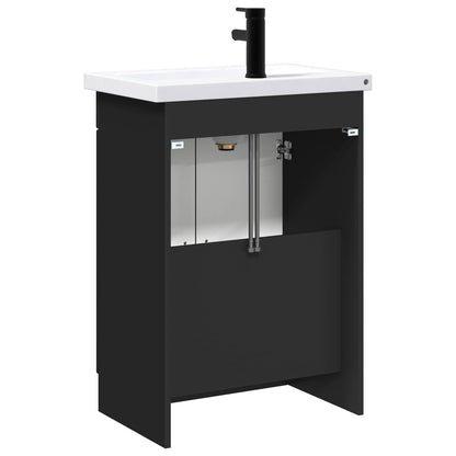 Bathroom Furniture Set Black 56 x 37.5 x 81 cm Engineered Wood