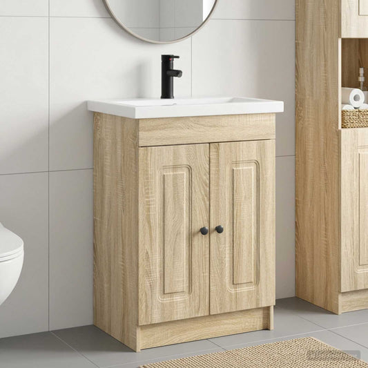Bathroom Furniture Set Sonoma Oak 56 x 37.5 x 81 cm