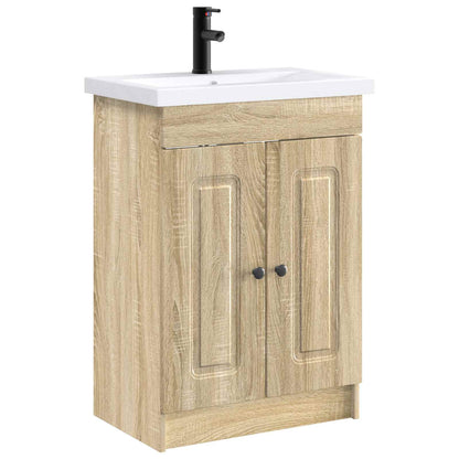 Bathroom Furniture Set Sonoma Oak 56 x 37.5 x 81 cm