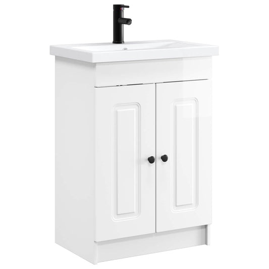 Bathroom Furniture Set High Gloss White 56 x 37.5 x 81 cm