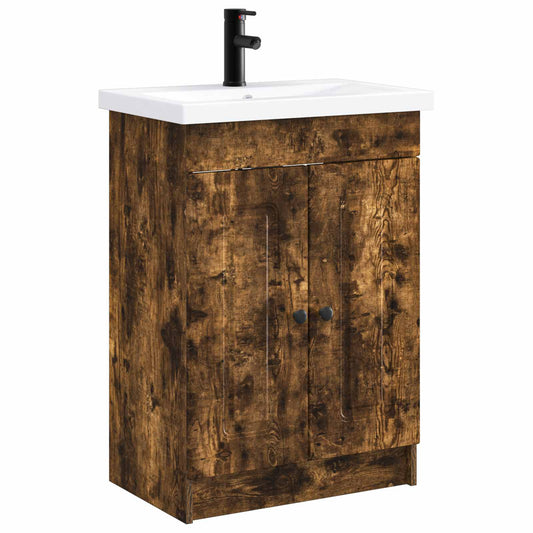 Bathroom Furniture Set Smoked Oak 56 x 37.5 x 81 cm