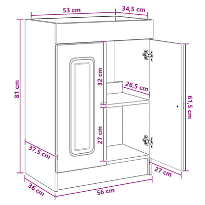 Bathroom Furniture Set Smoked Oak 56 x 37.5 x 81 cm