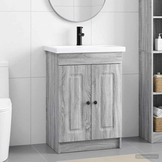 Bathroom Furniture Set Grey Sonoma 56 x 37.5 x 81 cm