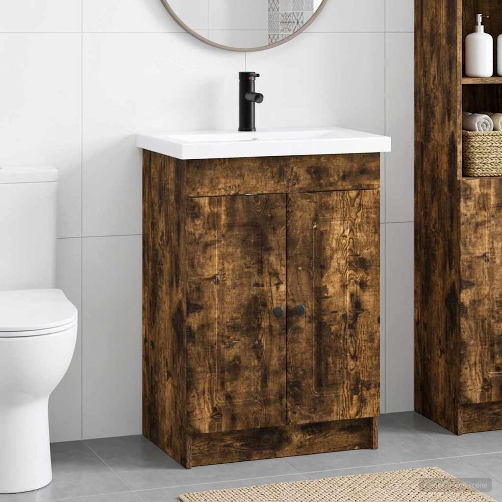 Bathroom Furniture Set Smoked Oak 78.5 x 37.5 x 81 cm