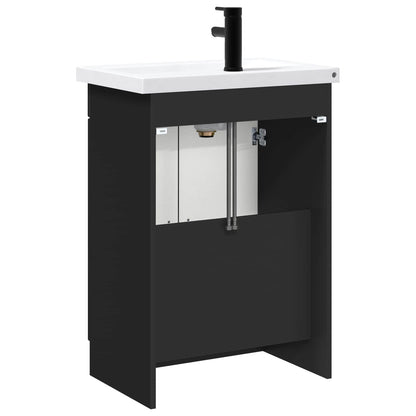 Bathroom Furniture Set Black 56 x 37.5 x 81 cm Engineered Wood