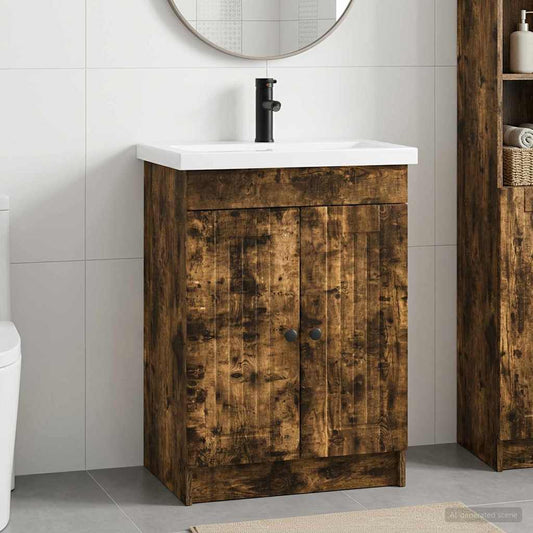 Bathroom Furniture Set Smoked Oak 56 x 37.5 x 81 cm