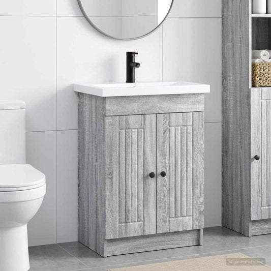 Bathroom Furniture Set Grey Sonoma 56 x 37.5 x 81 cm