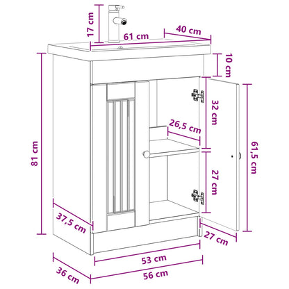 Bathroom Furniture Set Old Wood 56 x 37.5 x 81 cm