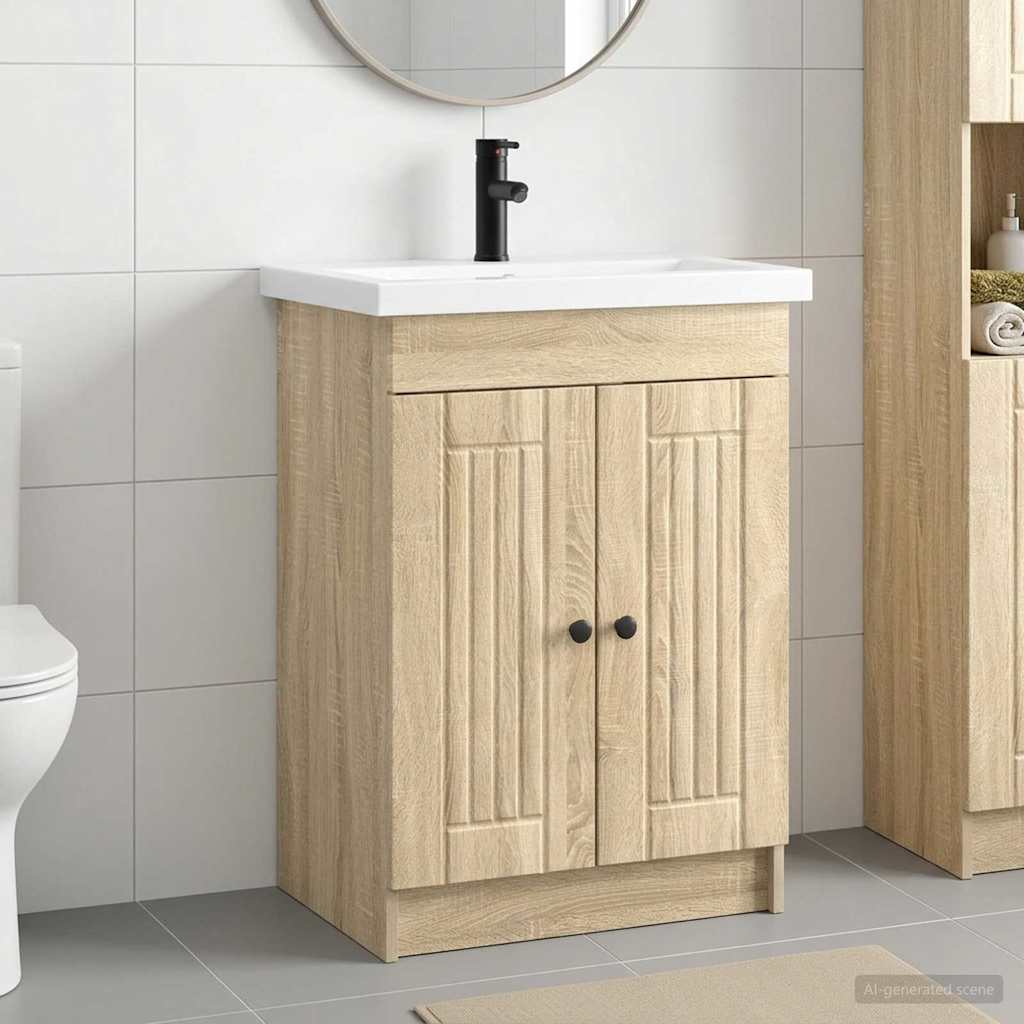 Bathroom Furniture Set Sonoma Oak 78.5 x 37.5 x 81 cm